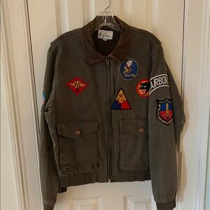 Vintage M. Julian Bomber Jacket with Colorful Patches Large -size 38